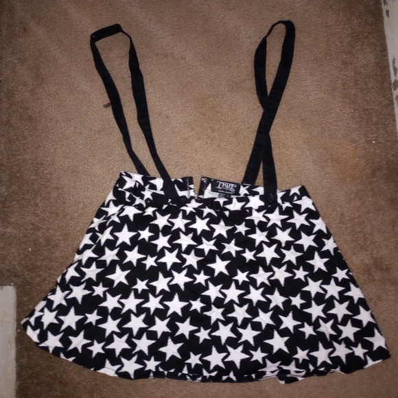 Vintage Y2K Tripp NYC Stars Mini Skirt Suspenders L